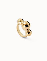 Ring With Three Central Beads - Gold