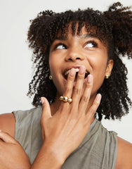 Ring With Three Central Beads - Gold