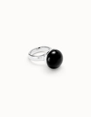 Ring With Black Murano - Silver