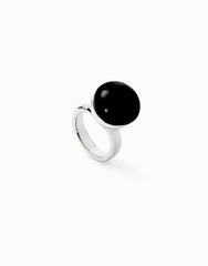 Ring With Black Murano - Silver