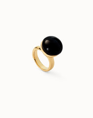 Ring With Black Murano - Gold