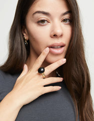 Ring With Black Murano - Gold