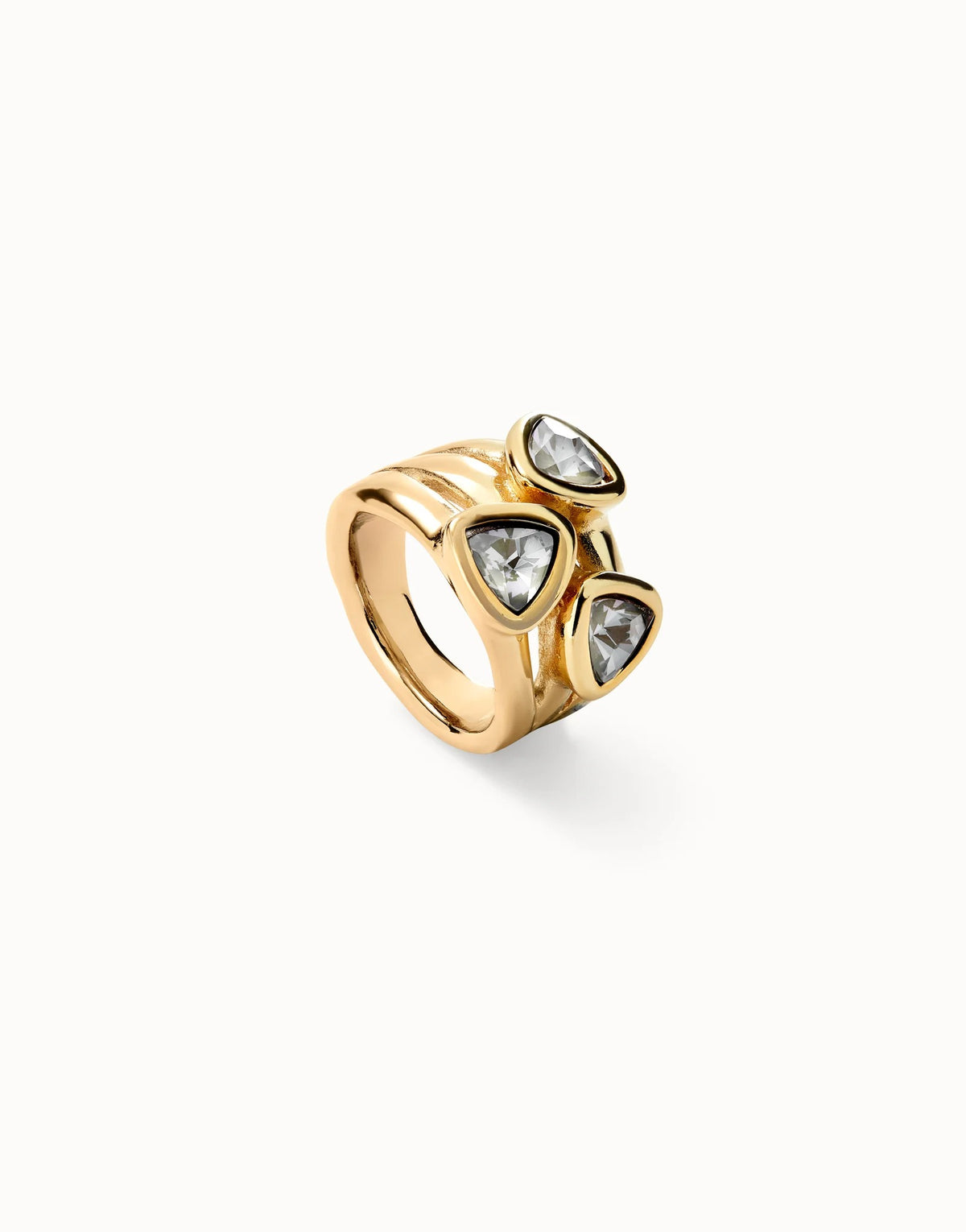 Ring With Multicolor Crystals - Gold