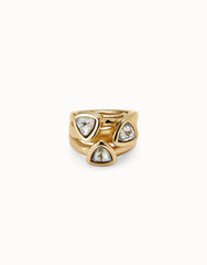 Ring With Multicolor Crystals - Gold