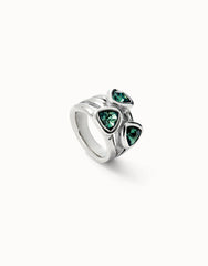 Ring With Multicolor Crystals - Silver