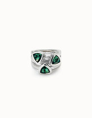 Ring With Multicolor Crystals - Silver