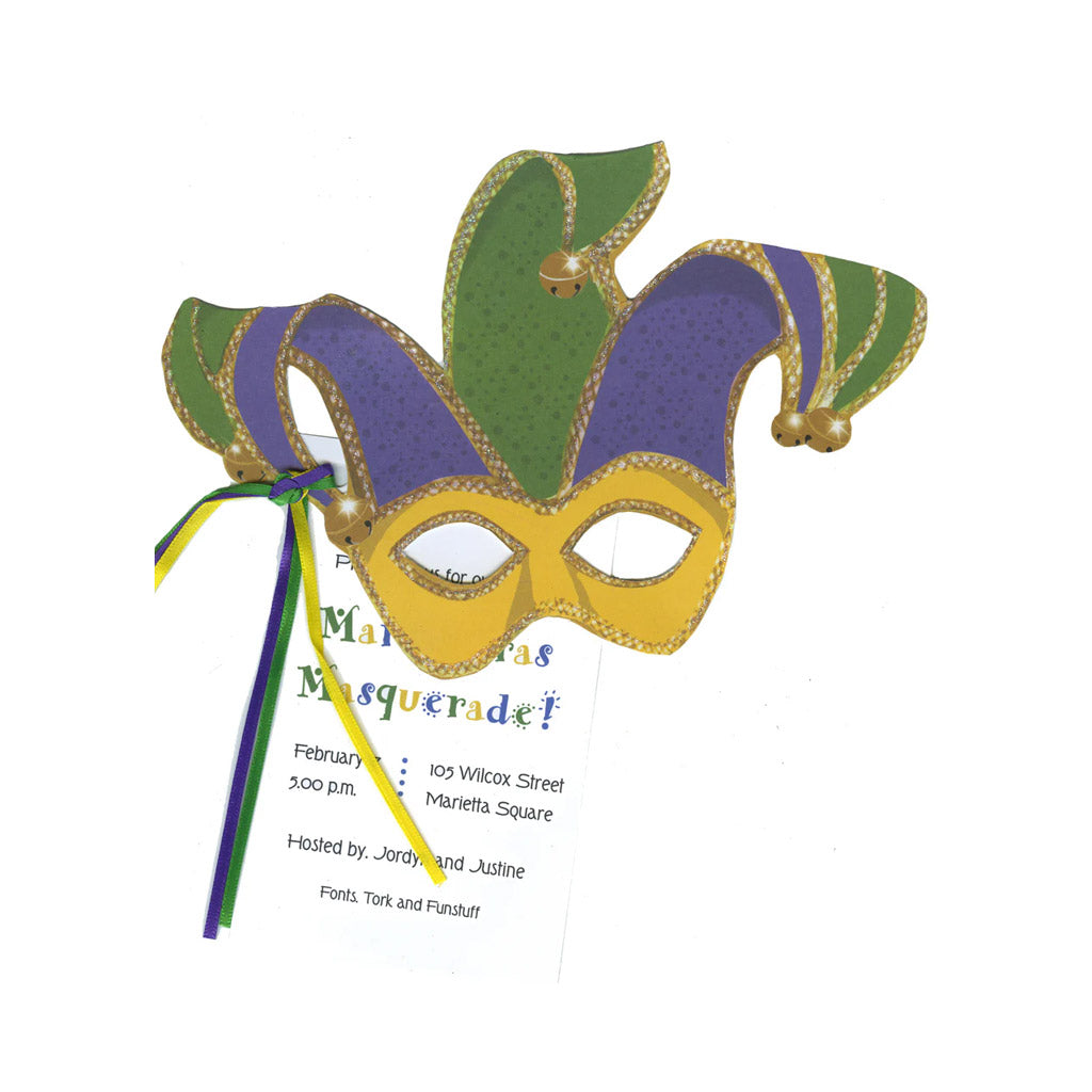 Mardi Grass With Ribbon and Tag Invitation Cards (Set Of 60)