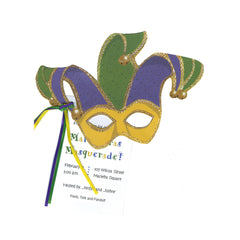 Mardi Grass With Ribbon and Tag Invitation Cards (Set Of 60)