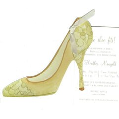 Brocade Shoe With Ivory Ribbon Tag Invitation Cards (Set Of 60)
