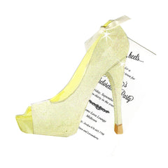 Glam Shoe With Ribbon Tag Invitation Cards With Glitter (Set Of 60)