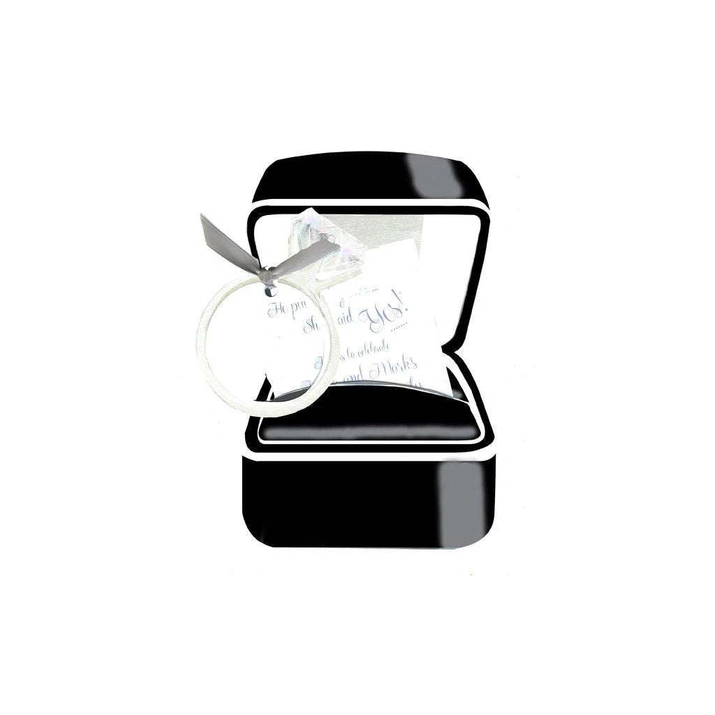 Wedding Ring With Ribbon and Tag Invitation Cards With Glitter (Set Of 60)