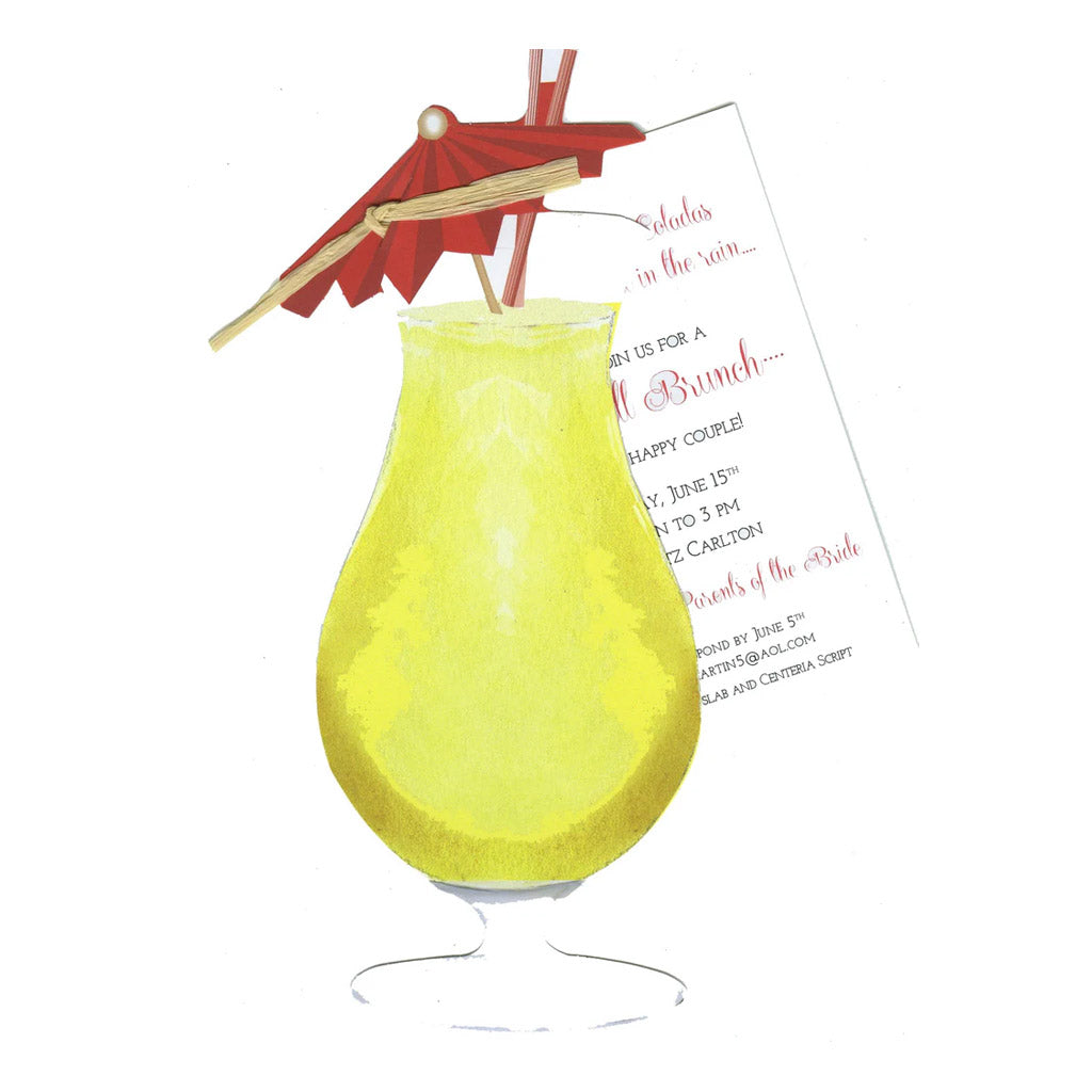 Pina Colada With Natural Raffia Tag Invitation Cards (Set Of 60)