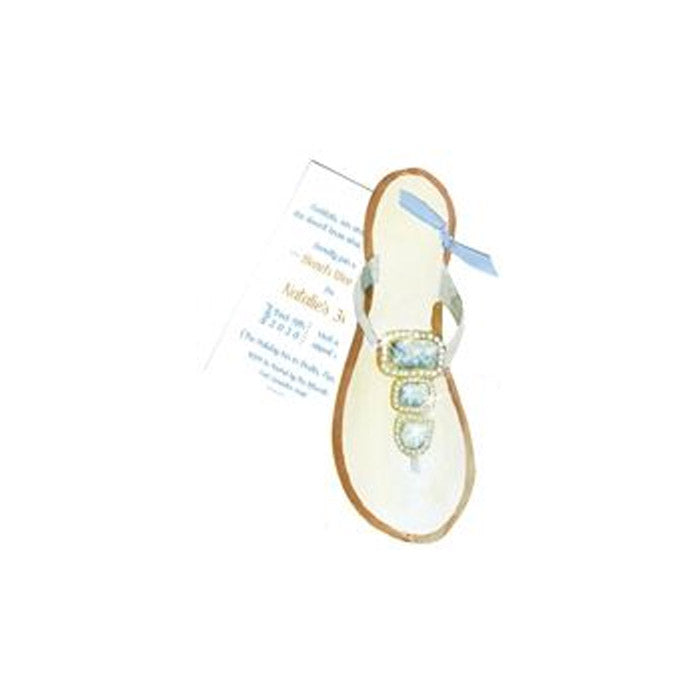 Beaded Sandals With Blue Ribbon Tag Invitation Cards (Set Of 60)