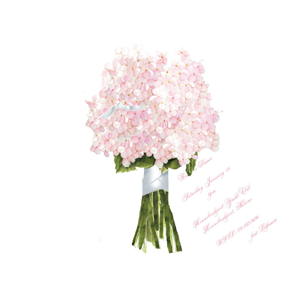 Hydrangea With Ribbon and Tag Invitation Cards (Set Of 60)