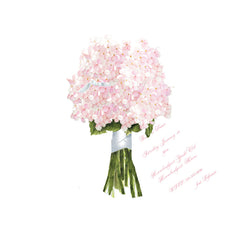 Hydrangea With Ribbon and Tag Invitation Cards (Set Of 60)