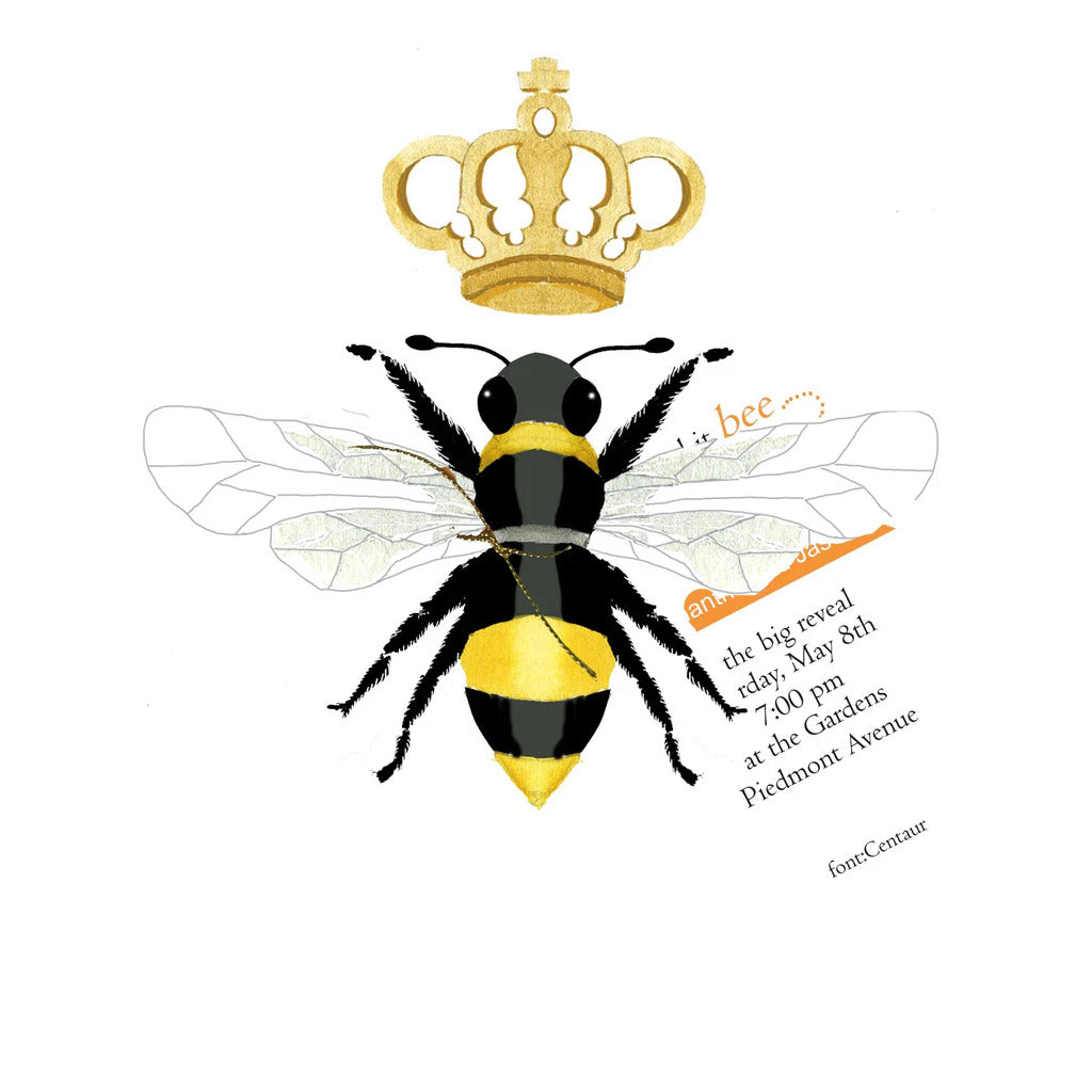 Queen Bee With Gold Ribbon and Tag Invitation Cards (Set Of 60)