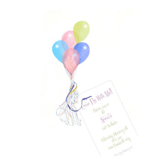 Fly Away With Blue Ribbon and Tag Invitation Cards (Set Of 60)