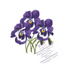 Pansies With Ribbon and Tag Invitation Cards (Set Of 60)