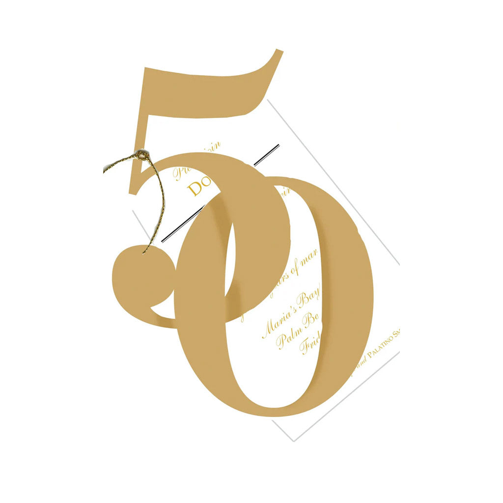 Fiftieth With Ribbon and Tag Invitation Cards (Set Of 60)