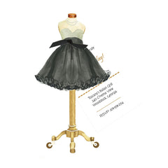 Cocktail Dress With Black Ribbon and Tag Invitation Cards (Set Of 60)