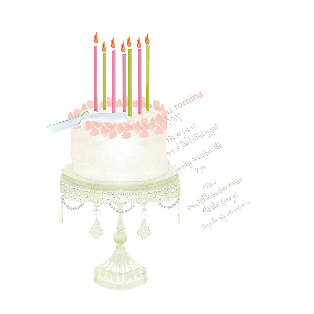 Cake With White Ribbon and Tag Invitation Cards (Set Of 60)