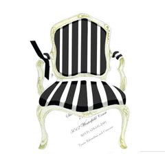 Black and White French Chair With Ribbon and Tag Invitation Cards (Set Of 60)