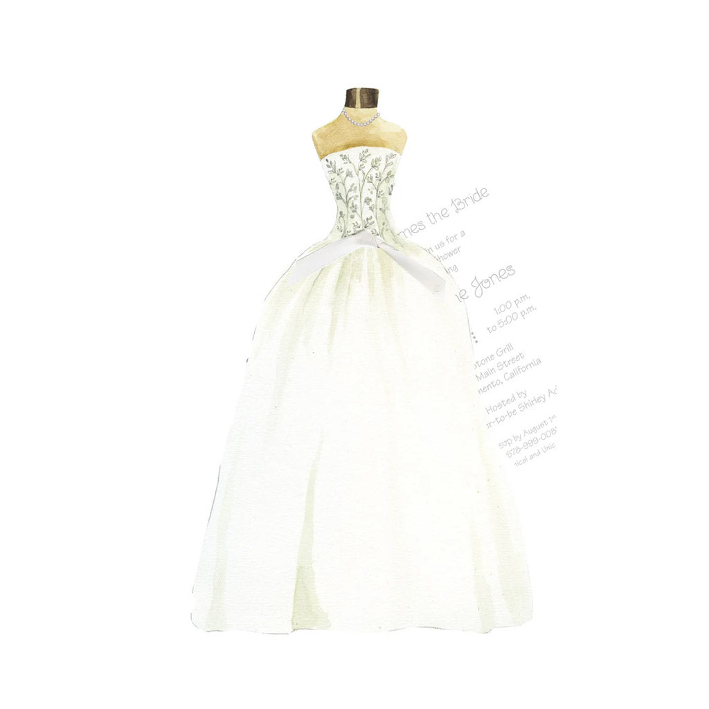 Bride With Ribbon and Tag Invitation Cards With Glitter (Set Of 60)
