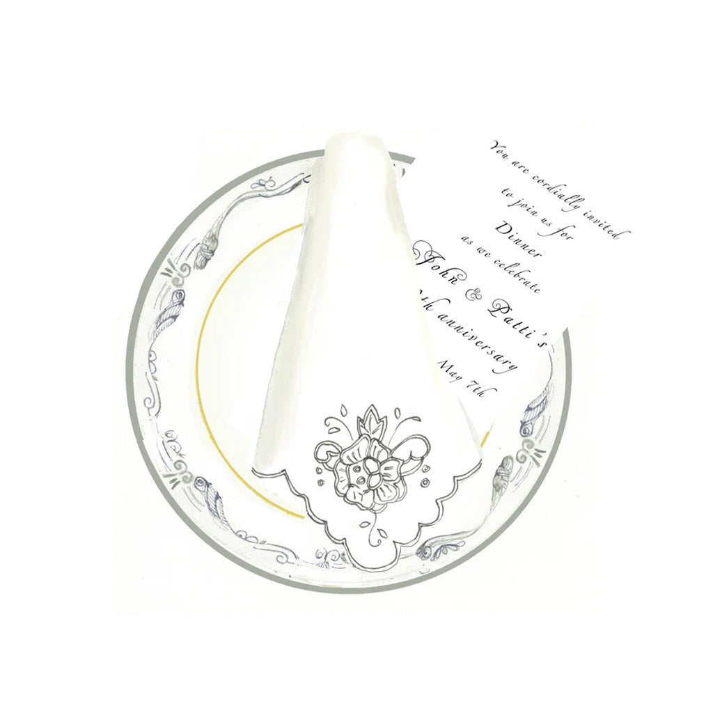 Vintage Plate With Tag No Ribbon Invitation Cards With Glitter (Set Of 60)