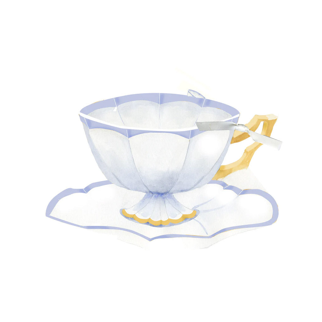 Blue Tea With Ribbon and Tag Invitation Cards (Set Of 60)