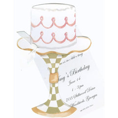 Cake on a Plate With White Ribbon and Tag Invitation Cards (Set Of 60)