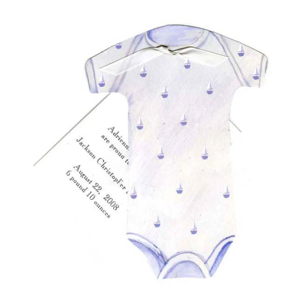 Blue Onesie With White Ribbon and Tag Invitation Cards (Set Of 60)