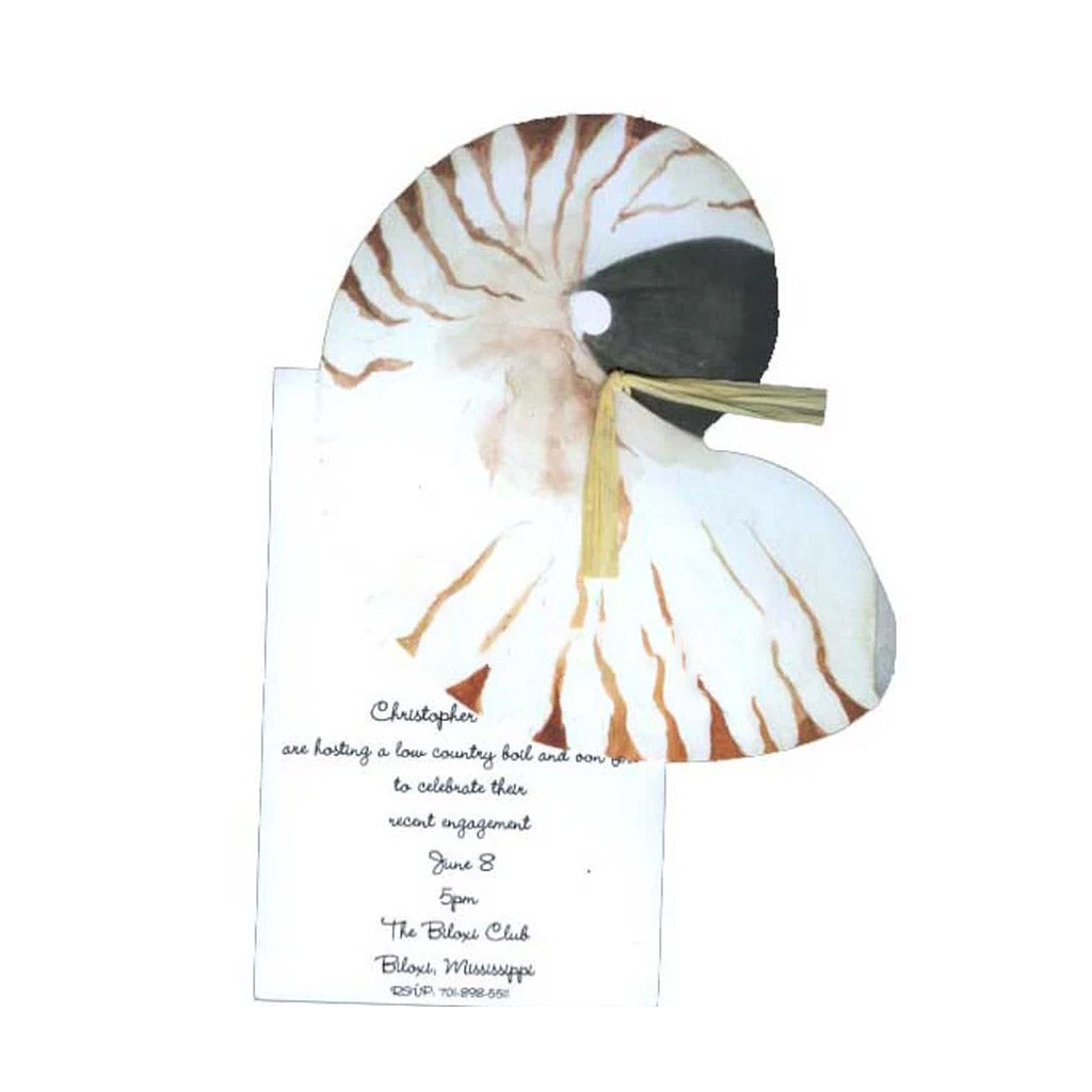 Nautilus Shell With Natural Raffia and Tag Invitation Cards (Set Of 60)