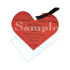 Red Heart With Ribbon and Tag Invitation Cards (Set Of 60)