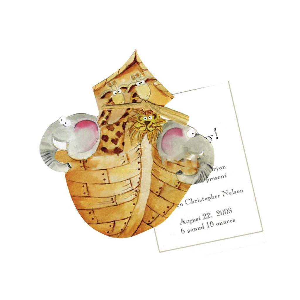 Noah's Ark With White Ribbon and Tag Invitation Cards (Set Of 60)