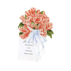 Rose Bouquet With Ribbon and Tag Invitation Cards (Set Of 60)