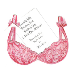 Pink Bra With Ribbon and Tag Invitation Cards (Set Of 60)