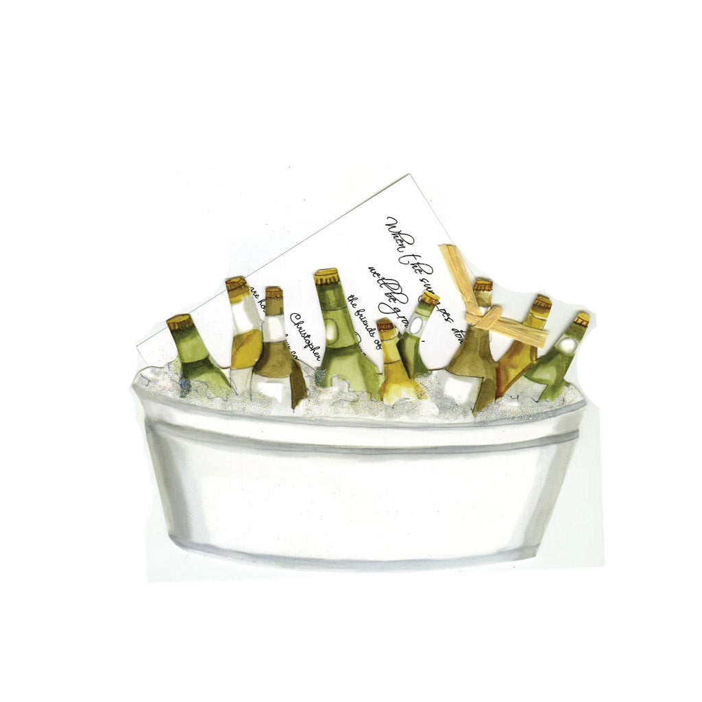 Tub of Beers With Raffia and Tag Invitation Cards (Set Of 60)