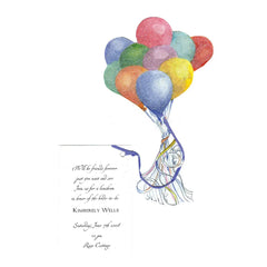 Balloon Bouquet With Ribbon and Tag Invitation Cards With Glitter (Set Of 60)