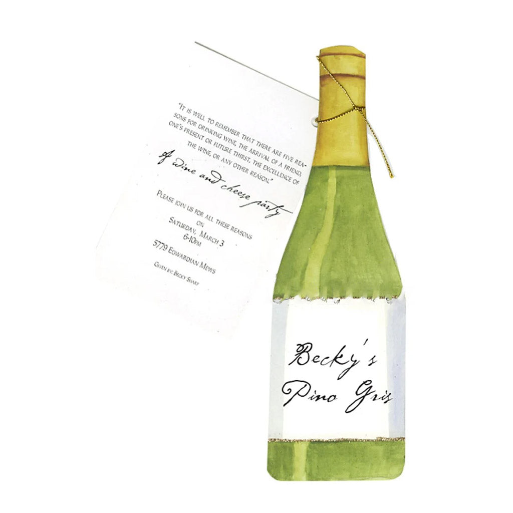 Wine With Ribbon and Tag Invitation Cards (Set Of 60)