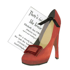Ruby Red Slipper With Ribbon and Tag Invitation Cards With Glitter (Set Of 60)