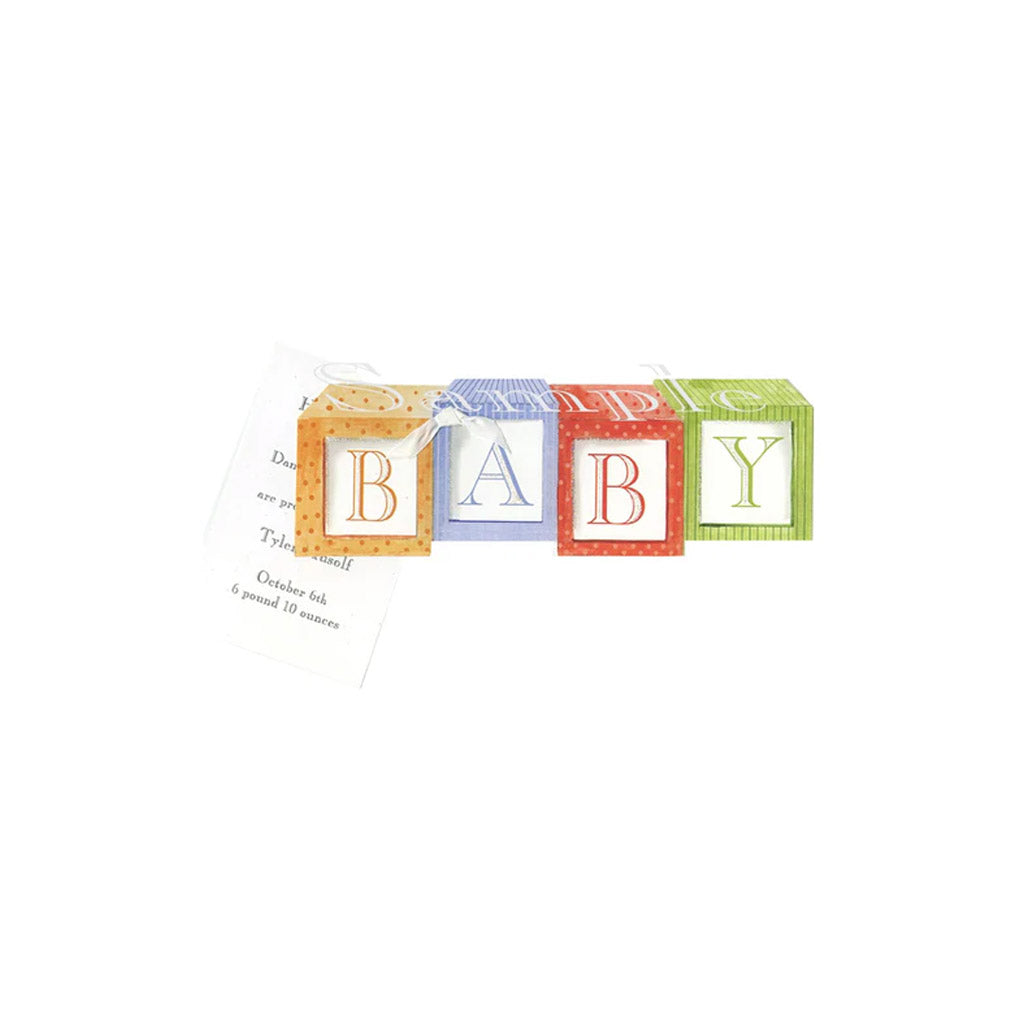 Baby Blocks With Ribbon and Tag Invitation Cards (Set Of 60)