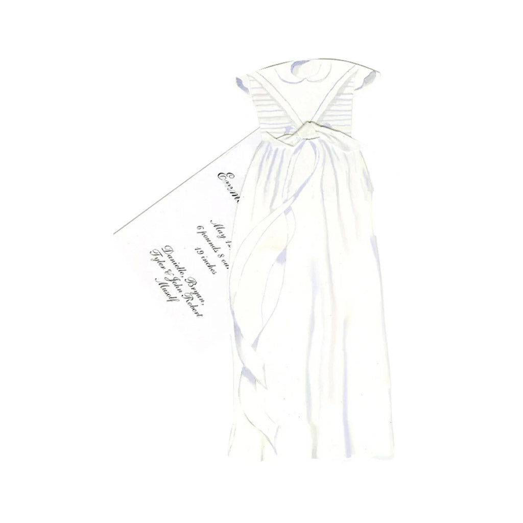 Christening Gown With Ribbon and Tag Invitation Cards (Set Of 60)