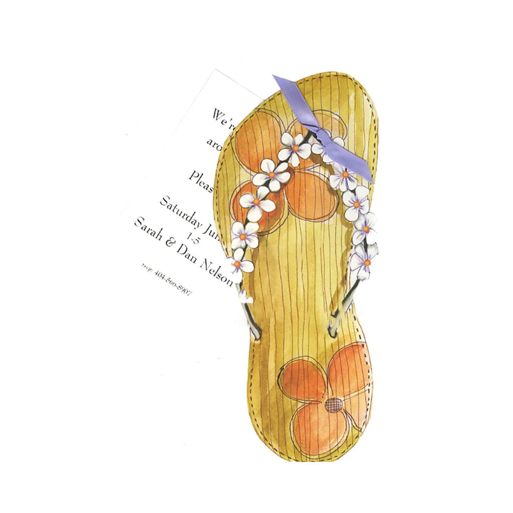 Sandal With flowers With Ribbon and Tag Invitation Cards (Set Of 60)