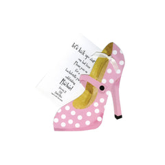 Pink and White Mary Janes With Ribbon and Tag Invitation Cards (Set Of 60)