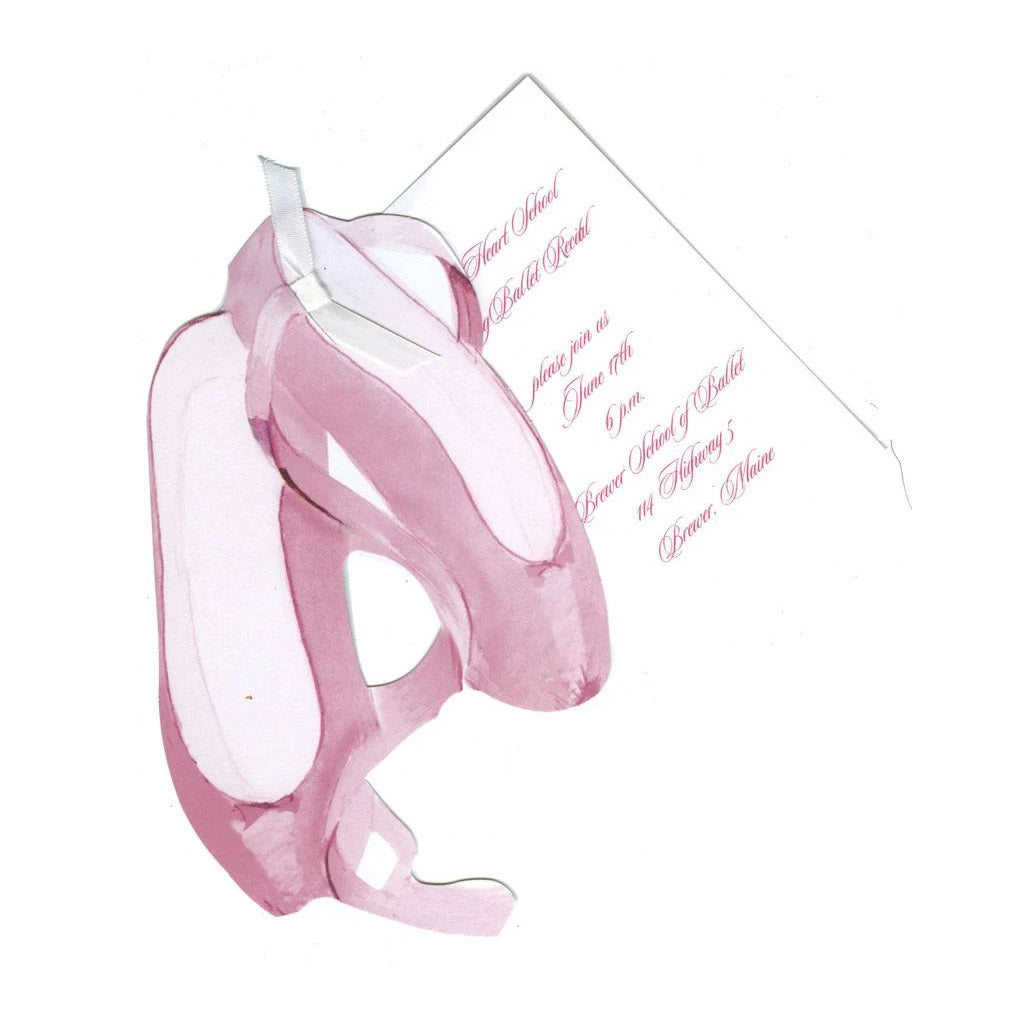 Ballet Slippers With Ribbon and Tag Invitation Cards (Set Of 60)