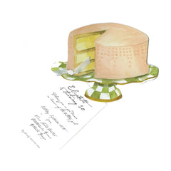 Pink Cake on a Plate With Ribbon and Tag Invitation Cards (Set Of 60)