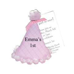 Pink Plaid Party Hat With Ribbon and Tag Invitation Cards (Set Of 60)