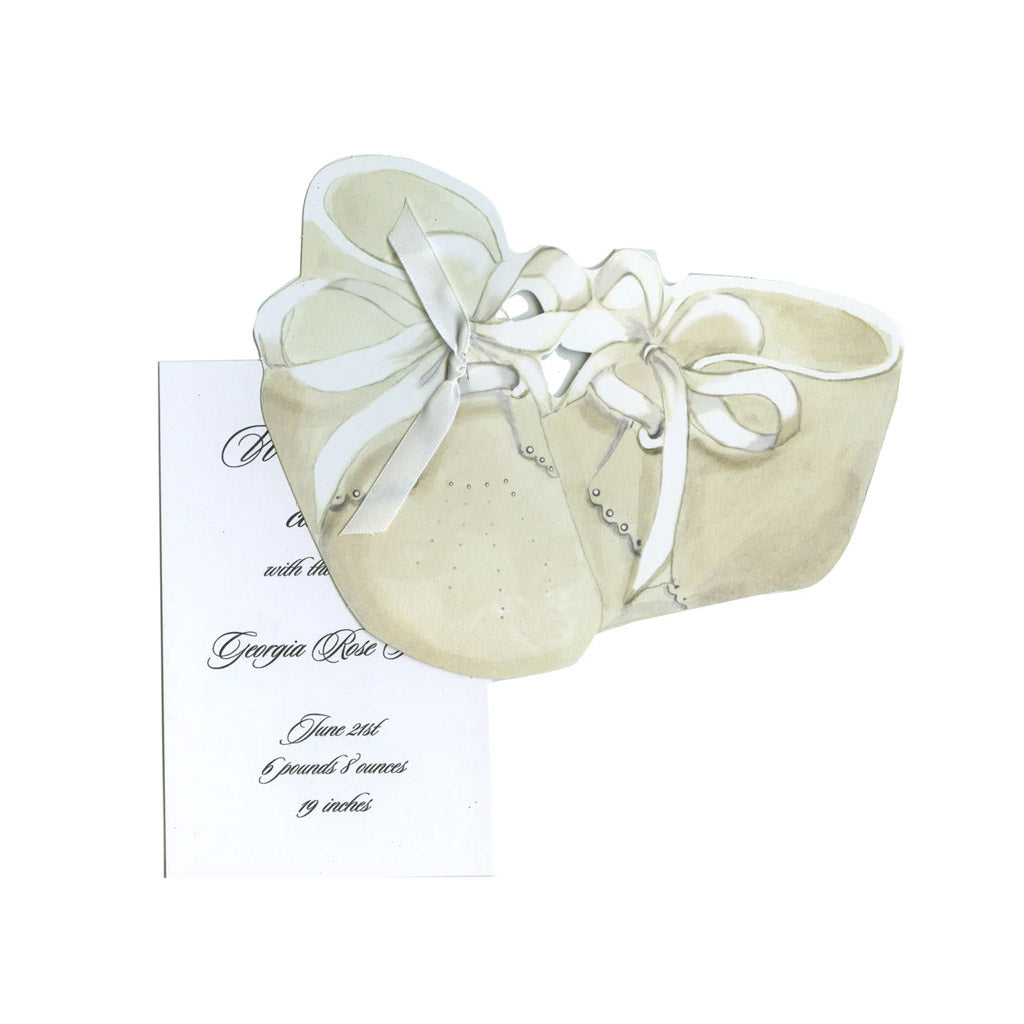 Baby Booties With Ribbon and Tag Invitation Cards (Set Of 60)