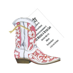 Cowgirl Boot With Ribbon and Tag Invitation Cards (Set Of 60)
