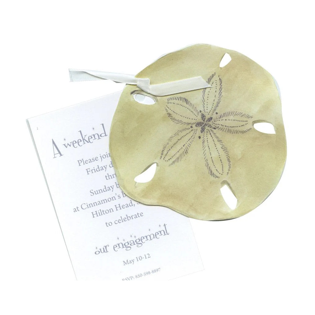Sand Dollar With Ribbon and Tag Invitation Cards (Set Of 60)